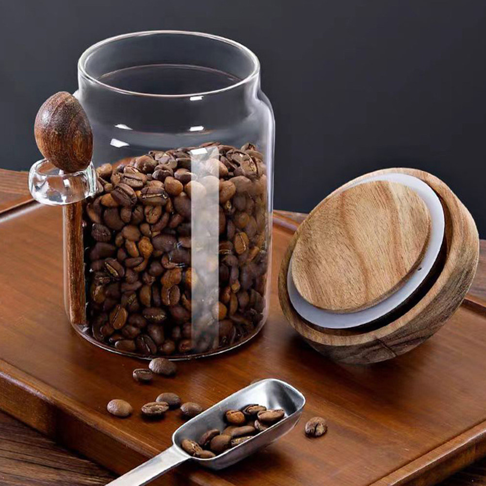Coffee Tea And Sugar Canisters - Glass Coffee Bean Storage Jar Airtight