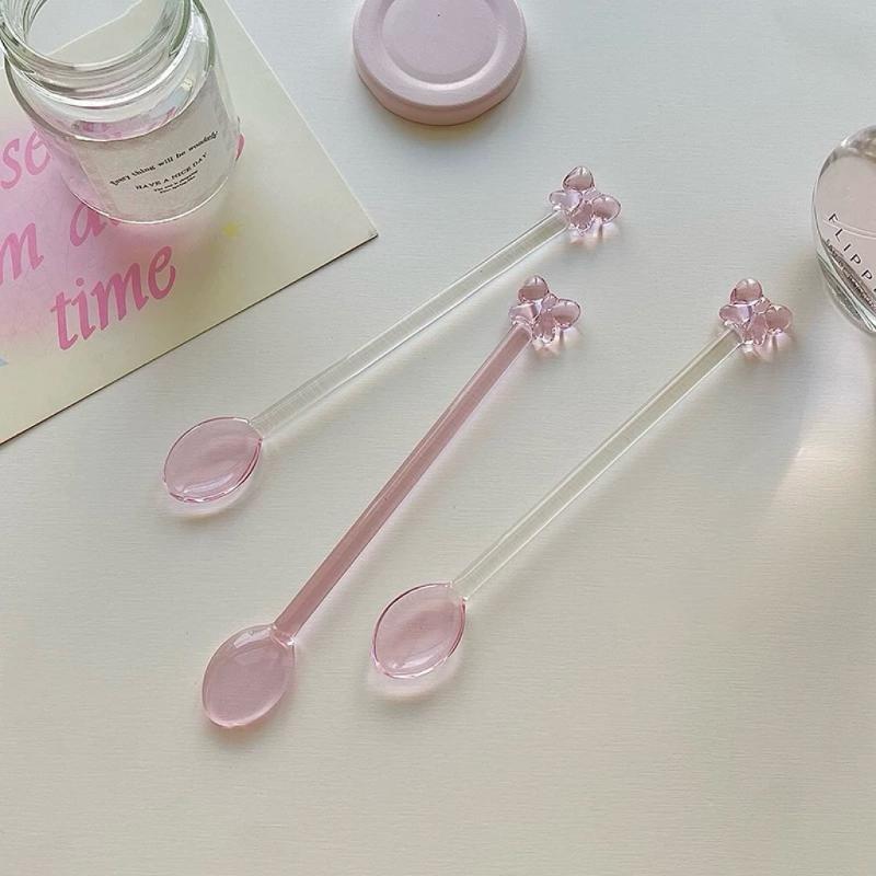 Pink Bow-Adorned Glass Coffee  - Tea Coffee Utensils ulasan dan harga