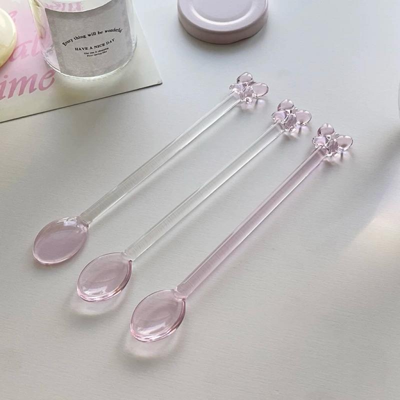 Pink Bow-Adorned Glass Coffee  - Tea Coffee Utensils ulasan dan harga