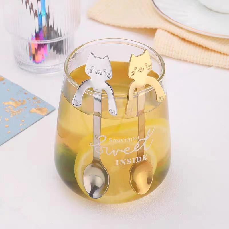 *1Pcs Stainless Steel Cute Cat - Coffee Tea Love ulasan dan harga