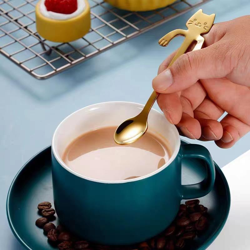 *1Pcs Stainless Steel Cute Cat - Coffee Tea Love ulasan dan harga