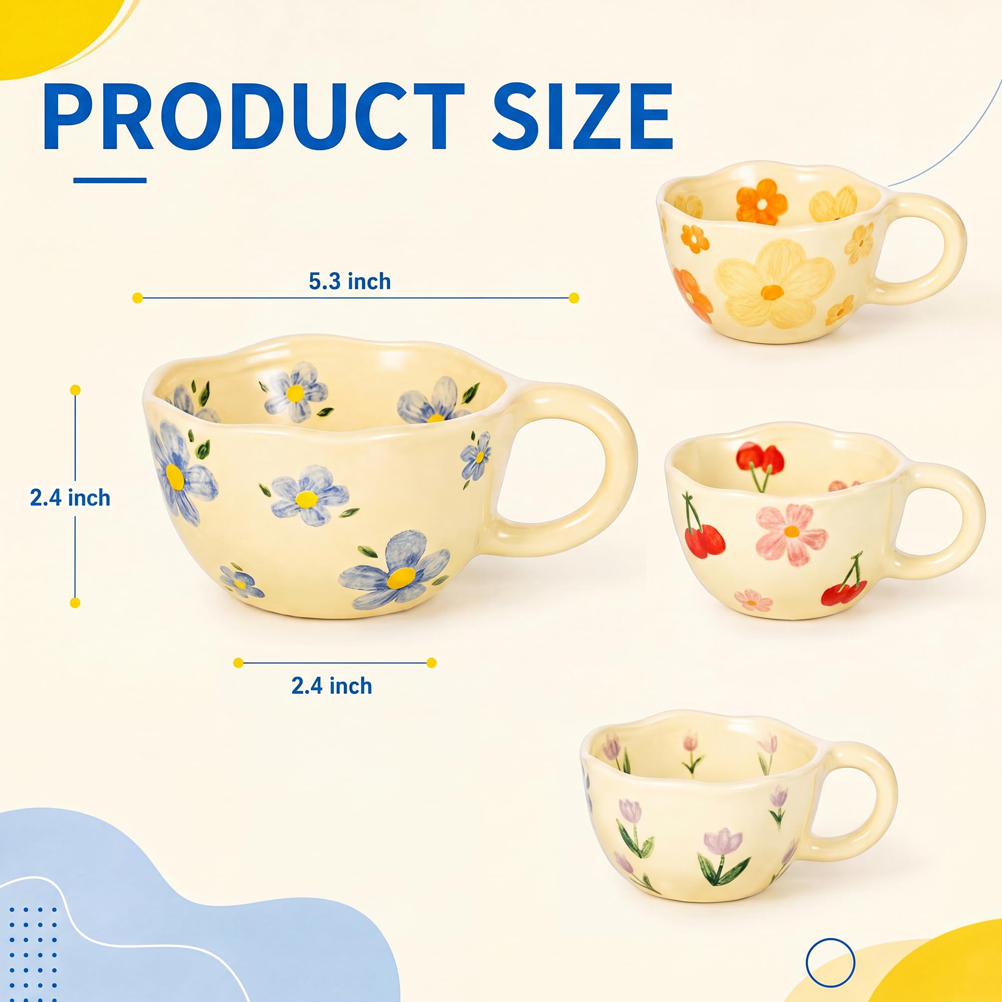 4 Pack Cute Hand Painted Flora - Coffee Tea Love ulasan dan harga