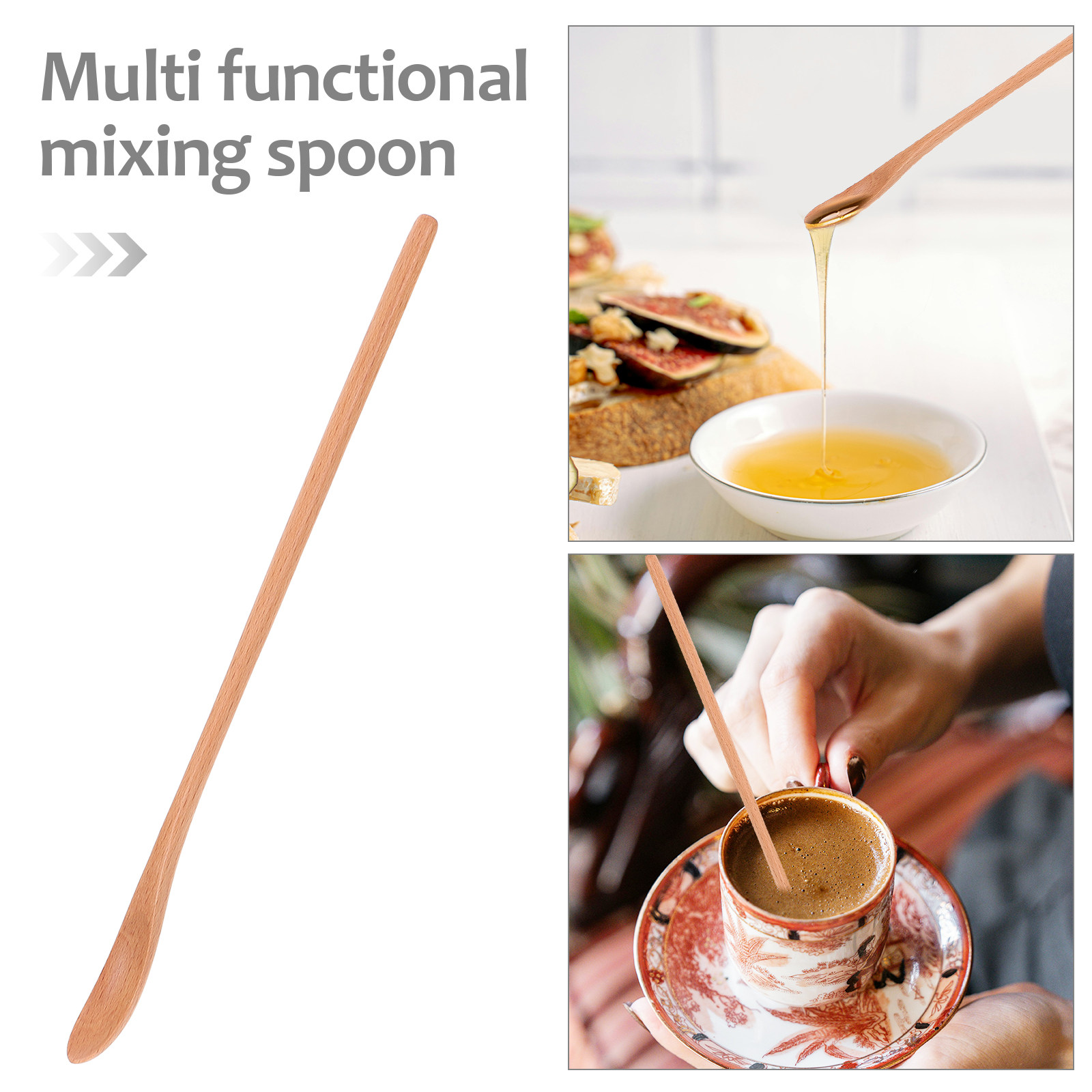 2Pcs Long Handle Wooden Honey  - Tea Coffee Utensils ulasan dan harga