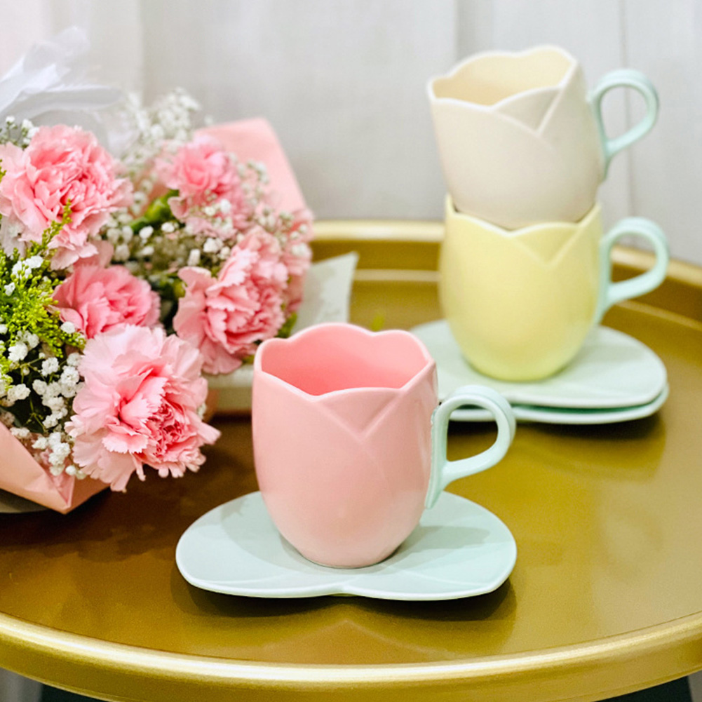 Tulip Coffee Cup with Saucer C - Coffee Tea Love ulasan dan harga
