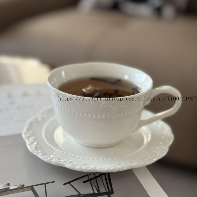 French Light Luxury Embossed F - Coffee Tea And Sugar Set ulasan dan harga
