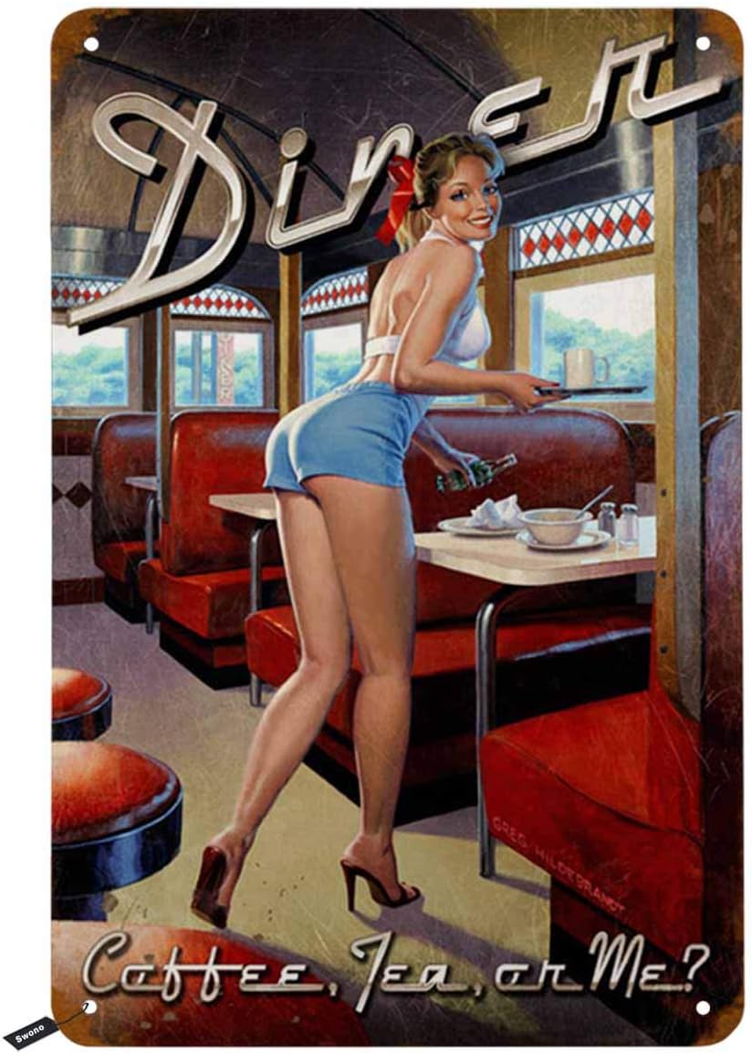 Swono Dinner Tin Signs,Pinup G - Coffee Tea With Me ulasan dan harga