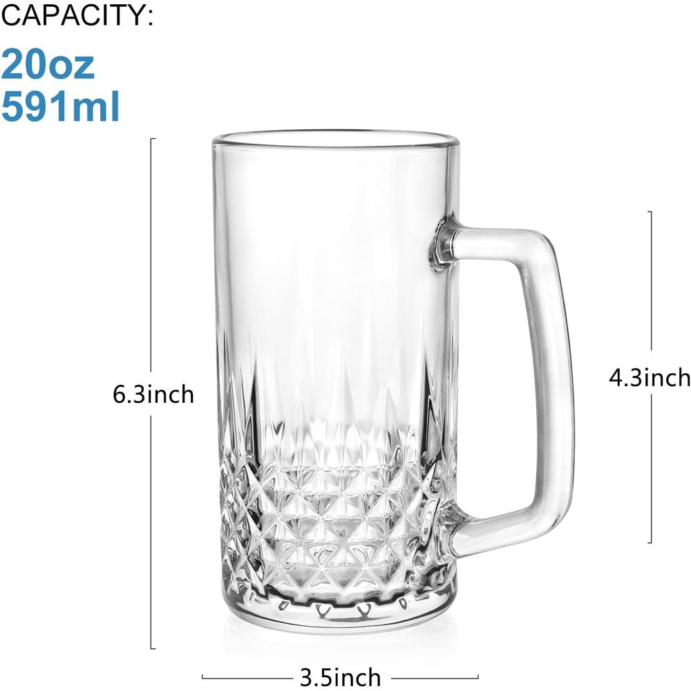 20 oz Heavy Glass Mugs Set of  - Coffee Tea Gift Set ulasan dan harga